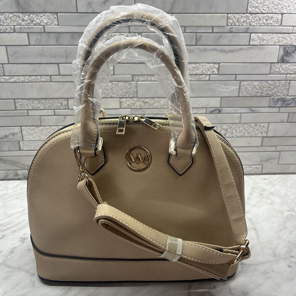 Marilyn Monroe Beige Dome Purse collection pc w/Shoulder Strap & Red Lining New